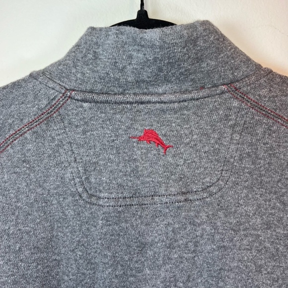 Tommy Bahama Mens Alpine View Reversible 1/4 Zip Pullover Sweater Gray Collar XL - Picture 9 of 16